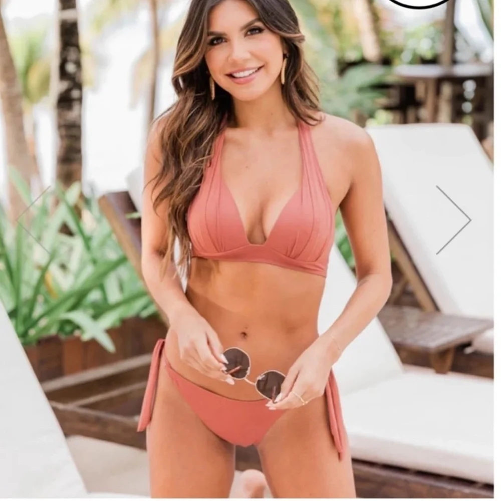 Pink Lily Terracotta Two Piece Bikini Size Large